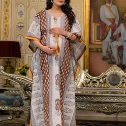 Aujjessa Printed Pure Cotton Maxi Length Kaftan Dresses-image-38