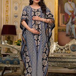 Aujjessa Printed Pure Cotton Maxi Length Kaftan Dresses-image-56