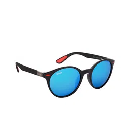 AISLIN Unisex Round Sunglasses with UV Protected Lens ES_14161-53-AS-9011-fSBL-BKGN-RDOV-36