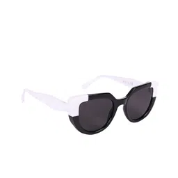 AISLIN Unisex Cateye Sunglasses with UV Protected Lens ES_13271-87-AS-22014-BLK-BKWH-CEWF-40