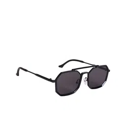 AISLIN Unisex Square Sunglass With UV Protected Lens ES_13400-93-AS-Hexa-BLK-BLK-SQWF-27