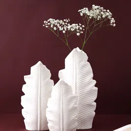 TAYHAA White 3 Pieces Textured Ceramic Feather Vases-image-15