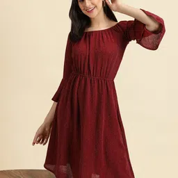 SHOWOFF Square Neck A-Line Dress-image-49