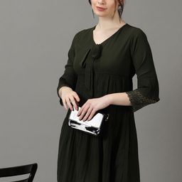 SHOWOFF V-Neck Accordion Pleats Chiffon A-Line Dress-picture-53