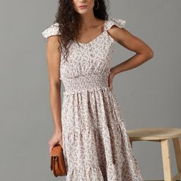 SHOWOFF Floral Printed Smocked Tiered Fit & Flare Dress-image-86
