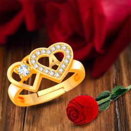Rings for girls women girlfriend couple party lovers love A Name Letter ad cz Alloy, Metal, Brass, Crystal, Copper, Stone Crystal, Diamond, Zircon, Cubic Zirconia Gold, Platinum Plated Ring Set-image-68