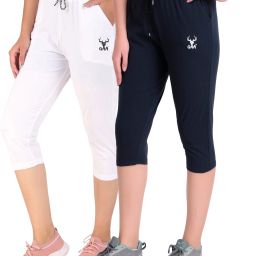 Sporty Women’s Capri Leggings Perfect for Workouts & Outdoor Fun Women White, Dark Blue Capri-image-88