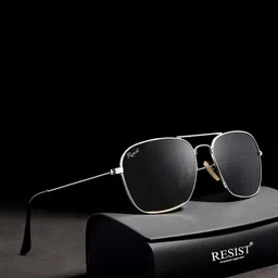 RESIST EYEWEAR Square Sunglasses With UV Protected Lens LOUISSILVERBLACK-44
