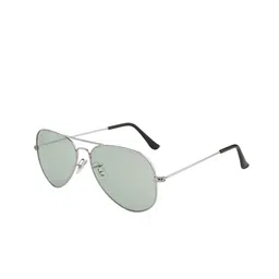 Clark N Palmer Unisex Green Lens & Silver-Toned Aviator Sunglasses with UV Protected Lens image 5