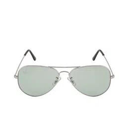 Clark N Palmer Unisex Green Lens & Silver-Toned Aviator Sunglasses with UV Protected Lens image 3