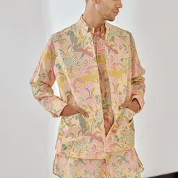 QB MEN Men Floral Printed Regular Pure Silk Kurta with Pyjamas-image-34