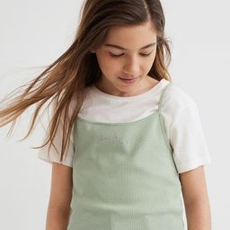 H&M Girls Pack Of 2 Green & White Pure Cotton Tops-image-54