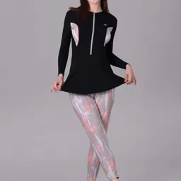 Keepfit Colourblocked Long Sleeves Quick-dry Top & Tights Swim Set-picture-46