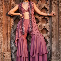 Mehak Murpana Floral Embroidered choli with Sahara & shrug-picture-39