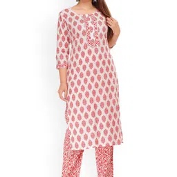 KALINI Women Floral Printed Pure Cotton Kurta with Trouser-picture-20