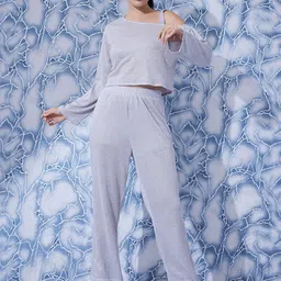 Athena Self Design One Shoulder Top With Trousers  Co-Ords-91