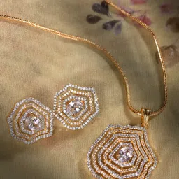 Saraf RS Jewellery Gold Plated AD Studded Statement Pendant jewellery set-51
