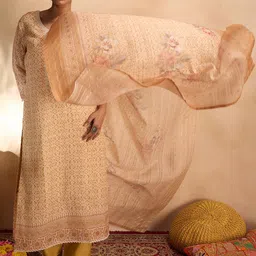 Indo Era Ethnic Motifs Printed Pure Cotton Straight  Kurta with Trousers & Dupatta-45