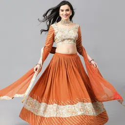 Khushal K Floral Woven Design Gotta Patti Ready to Wear Lehenga & Blouse With Dupatta-picture-45