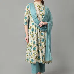 Khushal K Floral Printed Regular Kurta with Palazzos & With Dupatta-picture-55