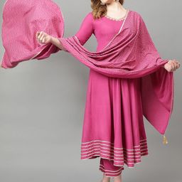 Khushal K Embroidered Empire Sequinned Kurta with Palazzos & With Dupatta-23