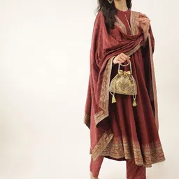 Khushal K Ethnic Motifs Printed Mandarin Collar Kurta with Trousers & Dupatta-picture-10