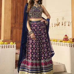 Fusionic Embroidered Mirror Work Ready to Wear Lehenga & Blouse With Dupatta-picture-51