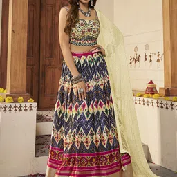 Fusionic Embroidered Mirror Work Ready to Wear Lehenga & Blouse With Dupatta-picture-18