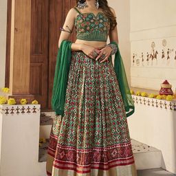 Fusionic Embroidered Mirror Work Ready to Wear Lehenga & Blouse With Dupatta-image-98