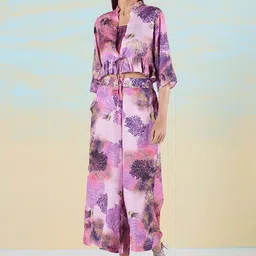 navyasa by liva Bloom Echo Floral Printed Shoulder Straps Top With Trousers & Jacket-12