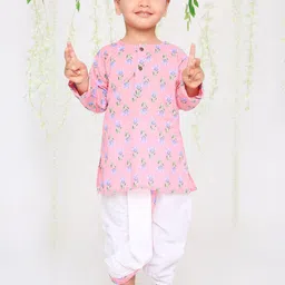 KID1 Boys Floral Printed Regular Pure Cotton Kurta with Dhoti Pants-image-37