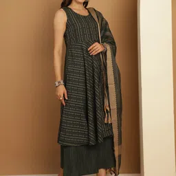 Jompers Geometric Printed Regular Kurta with Palazzos & Dupatta image 1