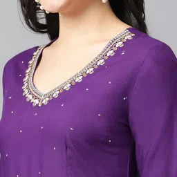 Khushal K Embroidered Empire Thread Work Kurta with Palazzos & With Dupatta image 3