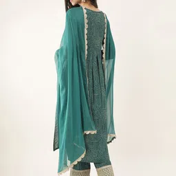 Khushal K Ethnic Motifs Printed Sequinned A-Line Kurta With Palazzos & Dupatta image 2