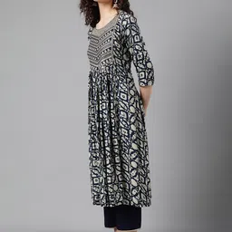 Khushal K Printed Empire Thread Work Kurta with Palazzos & With Dupatta image 3
