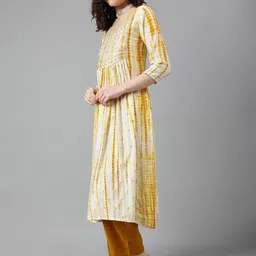 Khushal K Abstract Printed Thread Work A-Line Kurta & Palazzos With Dupatta image 3