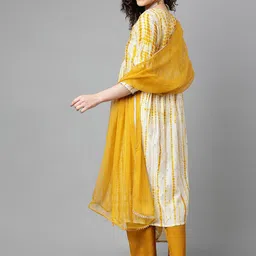 Khushal K Abstract Printed Thread Work A-Line Kurta & Palazzos With Dupatta image 5
