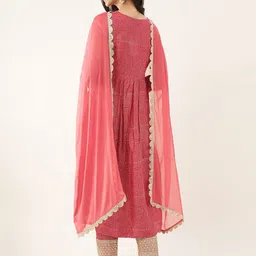 Khushal K Bandhani Printed Zari Sequined Kurta with Palazzos & Dupatta image 4