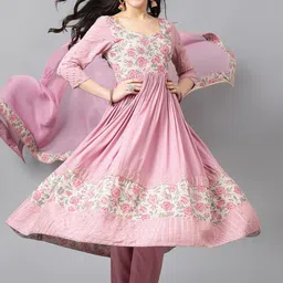 Khushal K Women Floral Printed Regular Kurta with Palazzos & With Dupatta-image-69