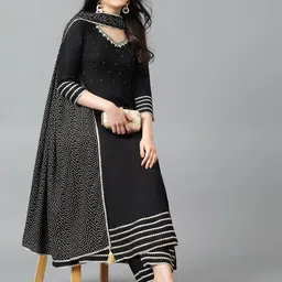 Khushal K Women Regular Gotta Patti Kurta with Palazzos & With Dupatta-picture-31