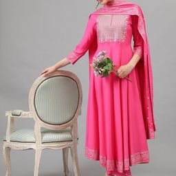 Khushal K Women Ethnic Motifs Embroidered Empire Sequinned Kurta with Palazzos & With Dupatta-17