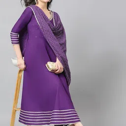 Khushal K Embroidered Empire Thread Work Kurta with Palazzos & With Dupatta image 4