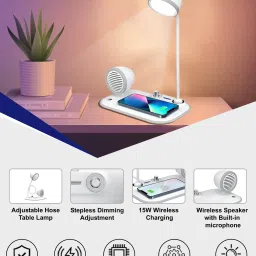 remaxx RetroWave 3 in 1 Desk Lamp, 15w Wireless Charger, Bluetooth Calling Speaker Study Lamp image 2