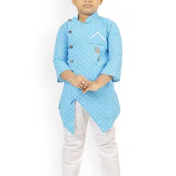 BAESD Boys Ethnic Motifs Printed Angrakha Style Straight Kurta with Pyjamas-picture-40