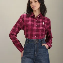 Women Regular Fit Checkered Spread Collar Casual Shirt-picture-11