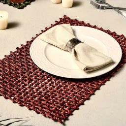 Red Fibre Solid Placemats Set of 2 by Unravel India-picture-23