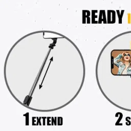 BUFONA Bluetooth Extendable Selfie Stick with Led Light Wireless Remote Tripod Stand Tripod, Monopod, Monopod Kit, Tripod Kit, Tripod Bracket, Tripod Clamp image 4