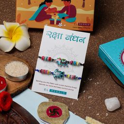 EL REGALO Set Of 2 Beaded Wraparound Rakhis-8