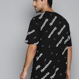 Reebok Unisex Black & White All Over Print Drop-Shoulder Sleeves Training T-shirt image 4