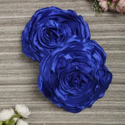 HOSTA HOMES Blue Set of 2 Round Rose Flower Design Satin Cushion Covers-image-77